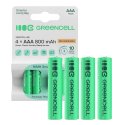 4x Piles AAA R3 800mAh Ni-MH Batteries rechargeables Green Cell