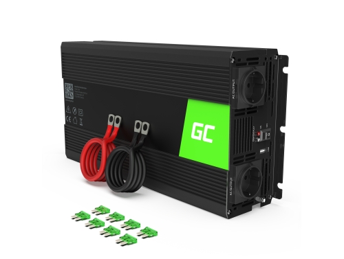 Green Cell® Convertisseur de tension DC 24V à AC 230V 1500W/3000W Pur sinus