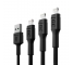 Set 3x Câble Lightning Type C 30cm, 1,2m, 2m Green Cell PowerStream Charge rapide pour Apple iPhone