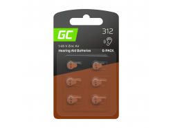 Blister - 6 pcs Piles pour prothèses auditives Green Cell Typ 312 P312 PR41 ZL3 Zinc Zinc-Air