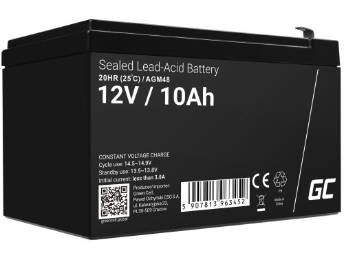 Green Cell® Batterie AGM 12V 10Ah accumulateur au Gel UPS Système Batterie de secours Batterie de résérve