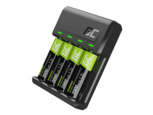 Set Green Cell GC VitalCharger chargeur pour batteries et 4x AA Ni-MH 2000mAh