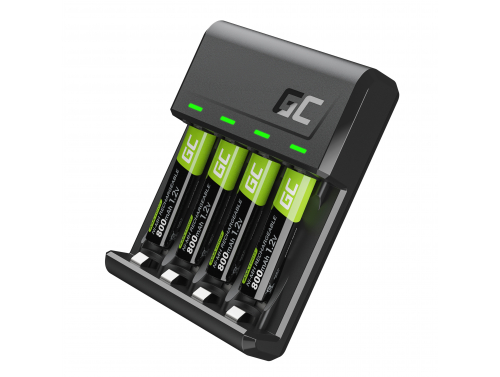 Set Green Cell GC VitalCharger chargeur pour batteries et 4x AAA Ni-MH 800mAh