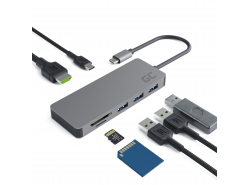 HUB Adaptateur Green Cell USB-C 7 en 1 (USB-C, USB 3.0, 2xUSB 2.0, HDMI 4K, microSD, SD) avec Power Delivery et Samsung DeX