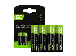 4x piles AA rechargeables R6 2600mAh Green Cell
