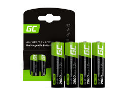 4x Piles AA R6 2000mAh Ni-MH Batteries rechargeables Green Cell