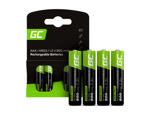 4x Piles AAA R3 800mAh Ni-MH Batteries rechargeables Green Cell