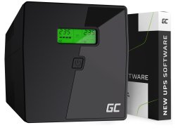 Green Cell Onduleur UPS 1000VA 700W Alimentation d'énergie Non interruptible avec écran LCD Sinusoïde Pure + Nouveau Logiciel