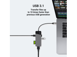 Station d’accueil HUB Green Cell USB-C 7 en 1 (USB-C, USB 3.0, 2xUSB 2.0, HDMI 4K, microSD, SD) avec PD et Samsung DeX