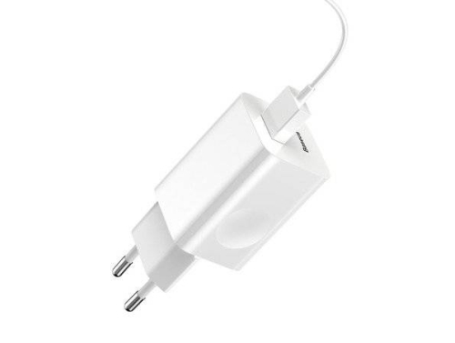 Chargeur Baseus Charging Quick Charger USB-A, QC 3.0, 24W, Compatible avec les chargeurs sans fil QI, Couleur blanche