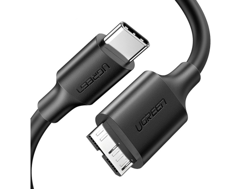 Câble Micro-B USB - USB-C UGREEN 1m, noir, Transfert de données SuperSpeed 3.0 rapide, Pour caméra, disque dur, caméra