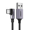 Câble angulaire USB-A vers USB-C UGREEN, 3A, Longueur 2 mètres, Charge rapide Quick Charge 3.0, Couleur Noir-argent
