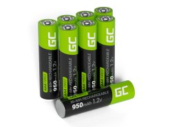 8x Piles AAA R3 950mAh Ni-MH Batteries rechargeables Green Cell