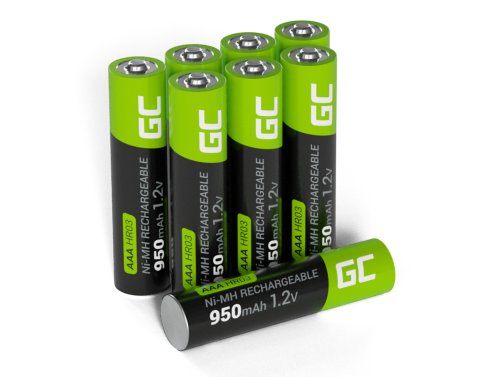 8x Piles AAA R3 950mAh Ni-MH Batteries rechargeables Green Cell