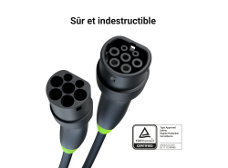 Green Cell Snap Type 2 EV Câble 11 kW 7 m pour Tesla Model 3 S X Y, Kia EV6, Hyundai IONIQ 5, BMW i3, Ford Mach-E, Fiat 500e