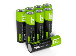 8x Piles AA R6 2600mAh Ni-MH Batteries rechargeables Green Cell