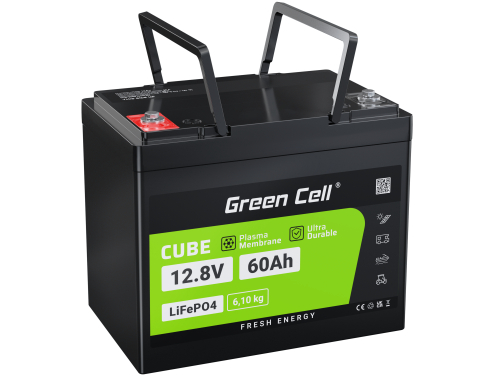 Green Cell Batterie LiFePO4 12.8V 60Ah 768Wh LFP lithium 12V avec BMS pour Caravane Photovoltaïque Food truck Bateau électrique
