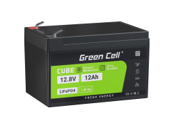 Green Cell LiFePO4 batterie 12.8V 12Ah 153.6Wh LFP lithium 12V avec BMS pour Tondeuse à gazon Jouet enfants scooter UPS SAI