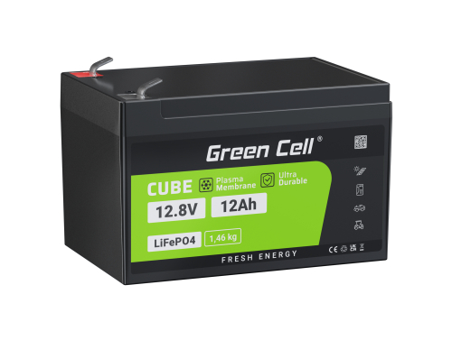 Green Cell LiFePO4 batterie 12.8V 12Ah 153.6Wh LFP lithium 12V avec BMS pour Tondeuse à gazon Jouet enfants scooter UPS SAI