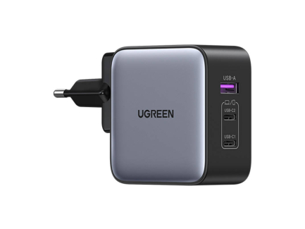 UGREEN Chargeur de voyage Nexode, 65W GaN, 2x USB-C, USB, EU/US/UK
