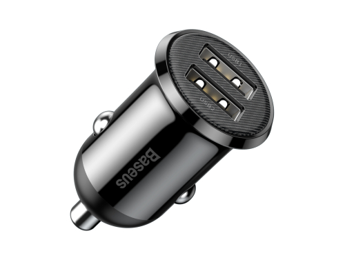 Chargeur de voiture Baseus Grain Pro 24W, 2x USB, 4.8A, Noir, Charge rapide en déplacement