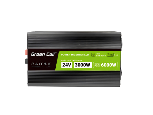 Convertisseur de tension Green Cell PowerInverter LCD 24 V 3000 W/60000 W Pur sinus avec écran