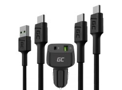 Kit de charge rapide pour téléphones portables - Chargeur 48W USB-C USB-A + 2x câbles USB-C de 30 cm