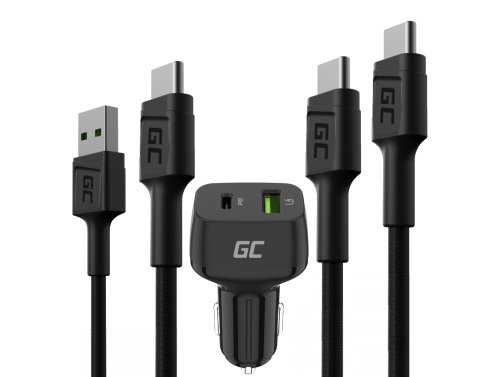 Kit de charge rapide pour téléphones portables - Chargeur 48W USB-C USB-A + 2x câbles USB-C de 30 cm