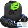 GC Snap Type 2 EV Câble 11kW / 22kW 5m pour Tesla Model 3 S X Y, Peugeot e-208, Renault Megane E-Tech, ZOE, Fiat 500e, Kia EV6