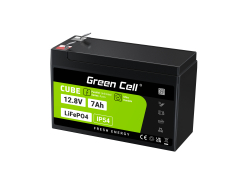 Green Cell CUBE LiFePO4 Batterie 7Ah 12.8V 89.6Wh LFP Batterie au lithium 12V pour UPS, Jouets, Surveillance, Alarme, CCTV