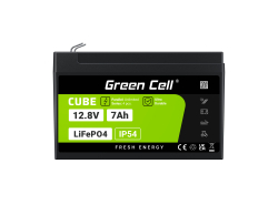 Green Cell CUBE LiFePO4 Batterie 7Ah 12.8V 89.6Wh LFP Batterie au lithium 12V pour UPS, Jouets, Surveillance, Alarme, CCTV