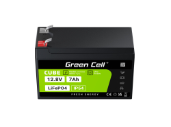 Green Cell CUBE LiFePO4 Batterie 7Ah 12.8V 89.6Wh LFP Batterie au lithium 12V pour UPS, Jouets, Surveillance, Alarme, CCTV