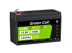 Green Cell CUBE LiFePO4 Batterie 10Ah 12.8V 128Wh LFP Batterie au lithium 12V pour UPS, Secours Alimentation, Scooters, Quad