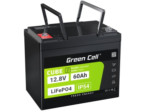 Green Cell CUBE LiFePO4 Batterie 60Ah 12.8V 768Wh LFP Batterie au lithium 12V pour Moteurs Électriques, Plates-formes de levage