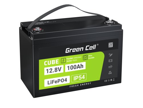 Green Cell CUBE LiFePO4 Batterie 100Ah 12.8V 1280Wh LFP Batterie au lithium 12V pour Photovoltaïque, Caravanes, Bateau