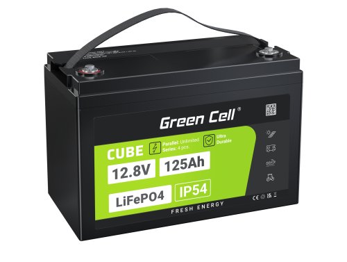 Green Cell CUBE LiFePO4 Batterie 125Ah 12.8V 1600Wh LFP Batterie au lithium 12V pour Camping-cars, Solaire, Bateau, Foodtruck