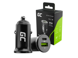 Green Cell Chargeur de Voiture USB-C PowerRide Nano38, 1x USB-C, 1x USB-A, 38W Power Deliver 3.0, 12V/24V Allume Cigare Chargeur