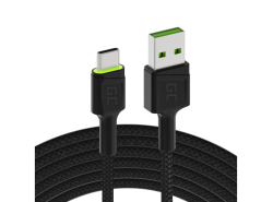 Green Cell Chargeur de Voiture USB PowerRide Nano36, 2x USB-A, 36W Ultra Charge Rapide + 2x LED Câble USB-C 120cm