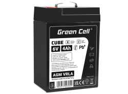 Green Cell CUBE AGM IP54 Batterie 6V 4Ah VRLA pour Jouets Installations d'alarme Véhicules pour enfants