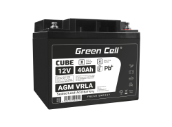 Green Cell CUBE AGM IP54 Batterie 12V 40Ah VRLA pour tondeuse scooter bateau de pêche Tracteur à gazon