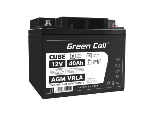 Green Cell CUBE AGM IP54 Batterie 12V 40Ah VRLA pour tondeuse scooter bateau de pêche Tracteur à gazon