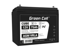 Green Cell CUBE AGM IP54 Batterie 12V 75Ah VRLA pour Photovoltaïque Caravane Energie Solaire