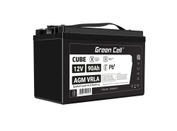 Green Cell CUBE AGM IP54 Batterie 12V 90Ah VRLA pour tondeuse scooter bateau de pêche Tracteur à gazon