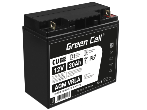 Green Cell® Batterie AGM 12V 20Ah accumulateur au Gel tondeuse scooter bateau de pêche Tracteur à gazon