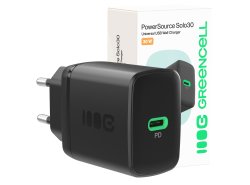Greencell PowerSource Solo30 Chargeur USB C Noire Charge rapide 30W USB-C Power Delivery