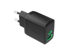 Greencell PowerSource Duo30 Chargeur USB/USB-C Noire Charge rapide 30W Power Delivery