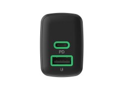 Greencell PowerSource Duo30 Chargeur USB/USB-C Noire Charge rapide 30W Power Delivery