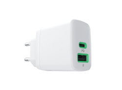 Greencell PowerSource Duo30 Chargeur USB/USB-C Blanc Charge rapide 30W Power Delivery