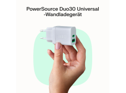 Greencell PowerSource Duo30 Chargeur USB/USB-C Blanc Charge rapide 30W Power Delivery