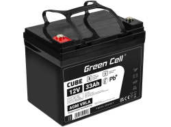 AGM Batterie au plomb 12V 33Ah Sans entretien Green Cell pour les scooters et les bateaux de pêche